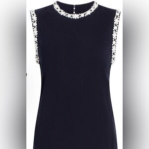 Cinq à Sept Blaine Opaque Stone Navy Sleeveless SM Top NWT $295 | Repair Needed